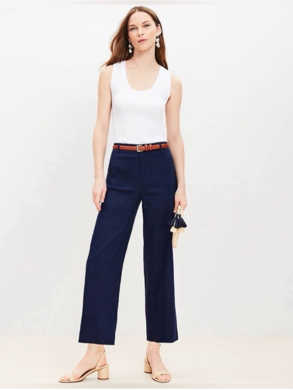 LOFT Palmer Linen Blend Wide Leg Curvy Fit Pant - Picture 2 of 11